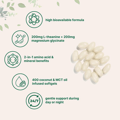 Micro Ingredients 8-in-1 Multi Collagen Capsules & L-Theanine 200mg with Magnesium Glycinate Softgels | Grass-Fed Collagen Peptides | Amino Acid & Mineral Complex Bundle 2 Pack