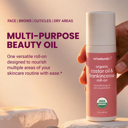 Organic Castor Oil Roll On - Extra Virgin, Unrefined & Hexane-free (3oz)