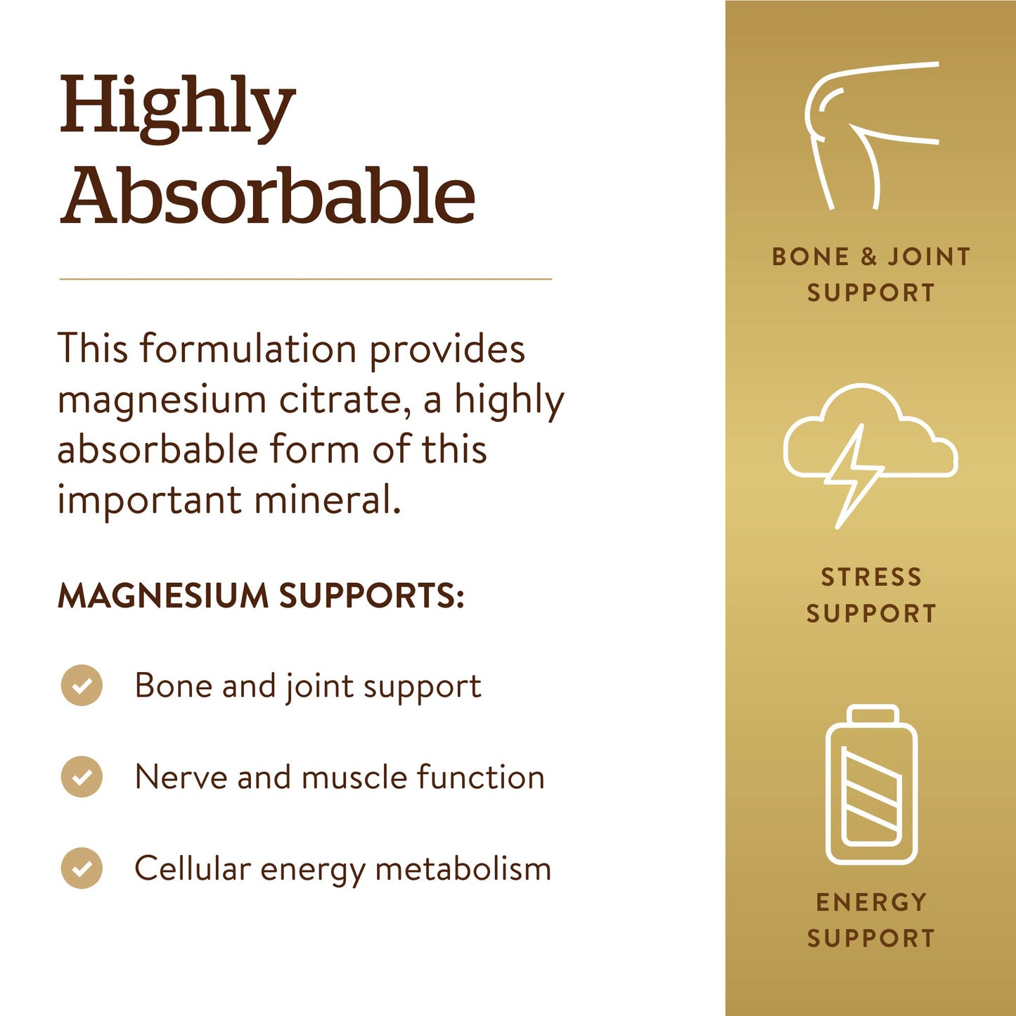 Solgar Magnesium Citrate, 120 Tablets - Promotes Healthy Bones - Supports Nerve & Muscle Function - Non GMO, Vegan, Gluten Free, Dairy Free, Kosher - 60 Servings, Standard Packaging