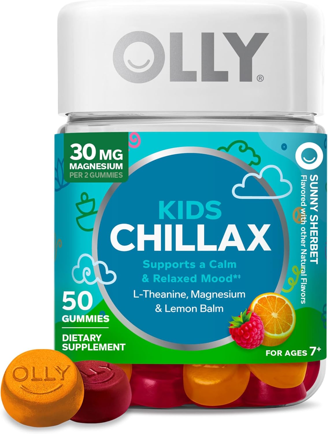 OLLY Kids Chillax, for a Calm and Relaxed Mood,* Magnesium - 50 Count