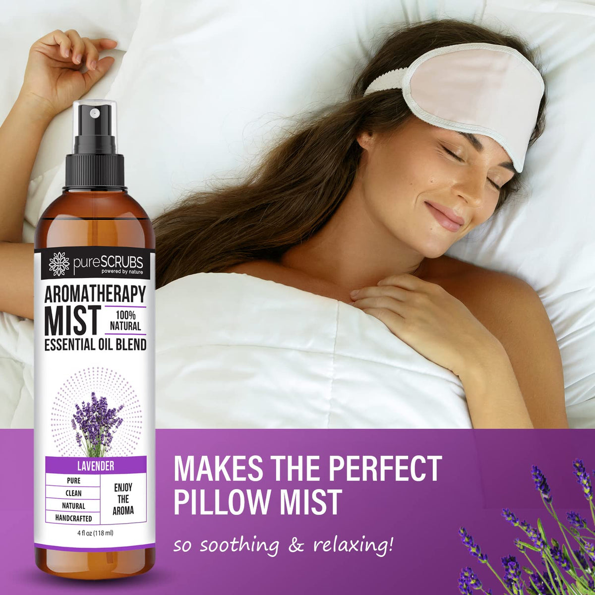 Shake, Mist & Enjoy - pureSCRUBS Premium Lavender Aromatherapy Spray Mist for Room, Body, Linens