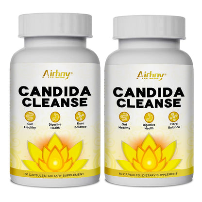 Airboy Candi Support,Gut Colon Cleanse Detox for Women & Men,Candi Support with Oregano Leaf, Caprylic Acid，Wormwood, Black Walnut-60 Counts x 2 Pack