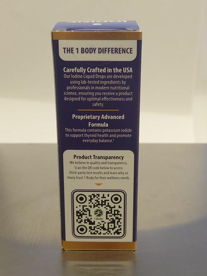 1 Body Liquid Iodine Drops, Potassium Iodide Supplement, 450 Servings