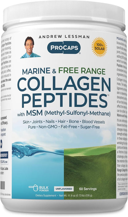ANDREW LESSMAN ProCaps Marine Collagen Peptides with MSM Powder 60 Servings