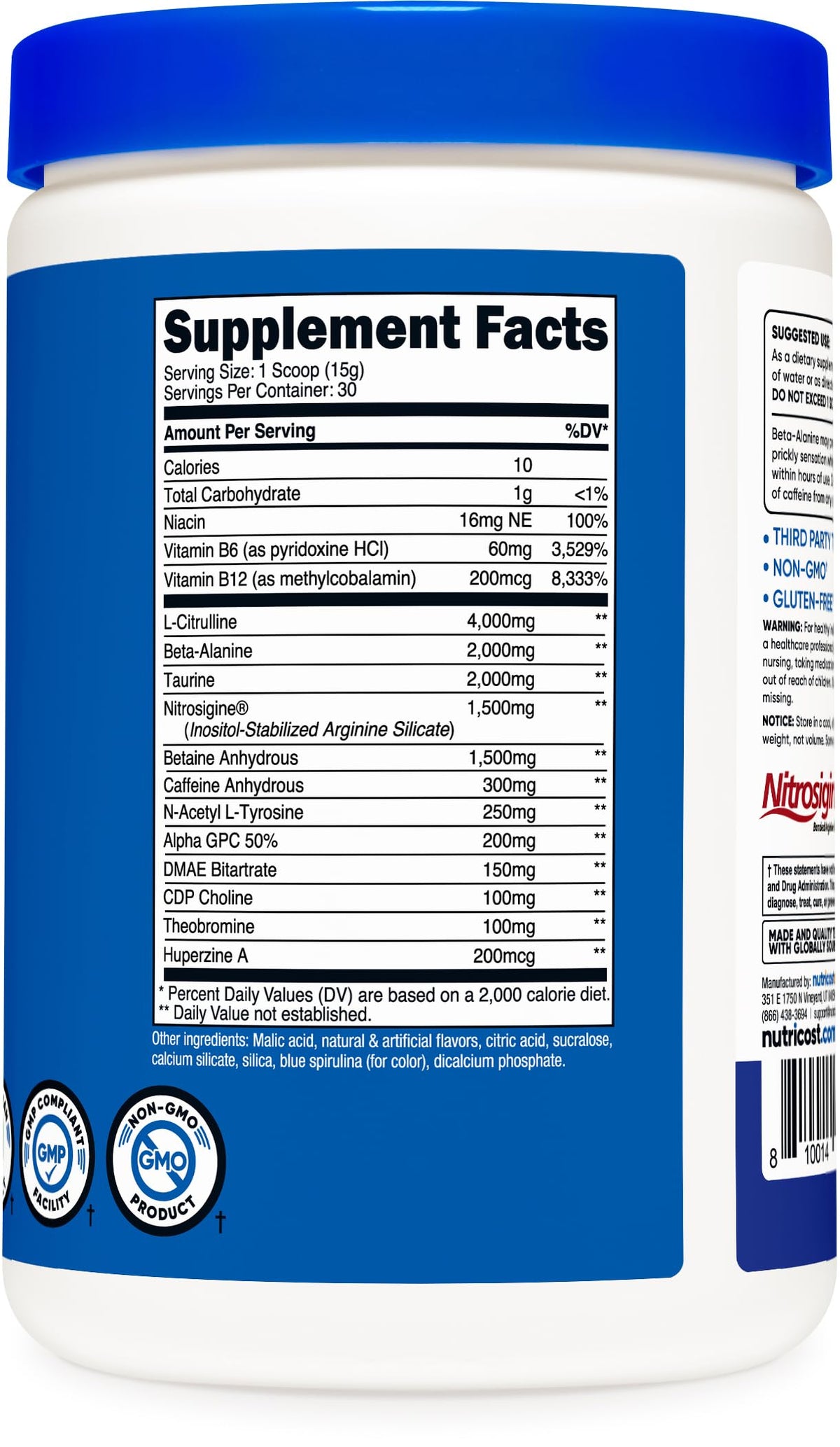 Nutricost Pre-X Xtreme Pre-Workout Powder Complex, Blue Raspberry, 30 Servings