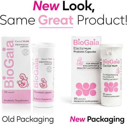 BioGaia Elactia Breastfeeding Probiotic | Lactation Supplements | Newborn Essentials and Probiotics for Both Mom & Baby | Daily Supplement for Healthy Lactation | 30 Count | Breastfeed Happy