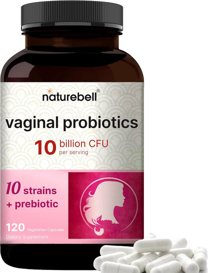 NatureBell Magnesium Glycinate Capsules 500mg & Vaginal Probiotics for Women in Veggie Capsules | Bundle Pack | Chelated & Purified Mineral | 10 Strains & 10 Billion CFU