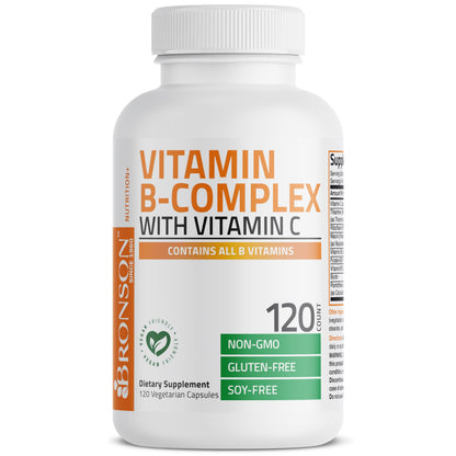Bronson Vitamin B Complex with Vitamin C - Immune Health, Energy Support & Nervous System Support - Non-GMO, 250 Vegetarian Capsules