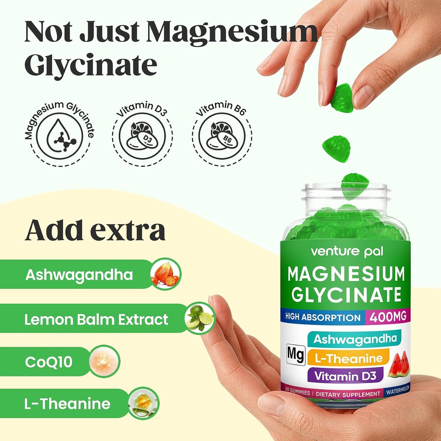 Venture Pal Micronized Creatine Monohydrate Powder + Magnesium Gummies - Sugar-Free, 60-Day Supply, Vegan & Gluten-Free