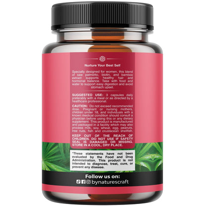Saw Palmetto for Women 500mg - DHT Blocker for Women 30-Day Supply - Hair Vitamins for Hair Loss Supplement - Saw Palmetto Extract Capsules with Maca Root & Biotin - 90 Count