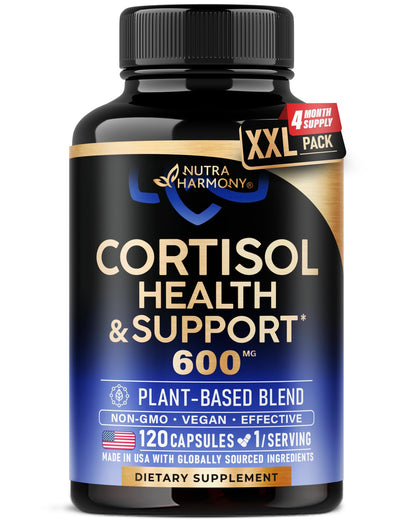 Cortisol Supplement for Women - Holy Basil | Ashwagandha | Rhodiola | L-Theanine - Plant-Based Hormone Balance - Mood, Focus & Sleep Support - Lab Tested - Vegan, Non-GMO - 60 Capsules for 2 Months