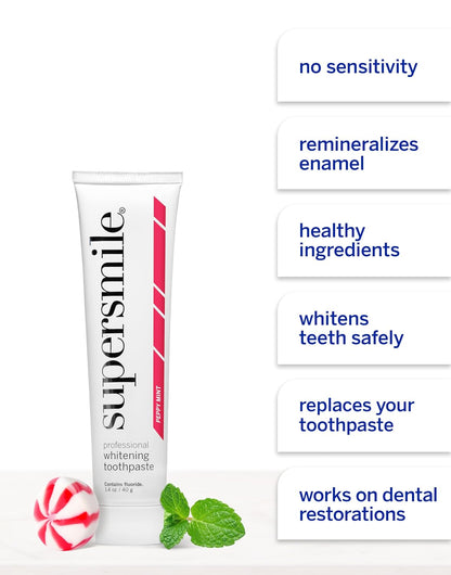 Supersmile Peppy Mint Whitening Travel Kit, 5-Piece TSA Set