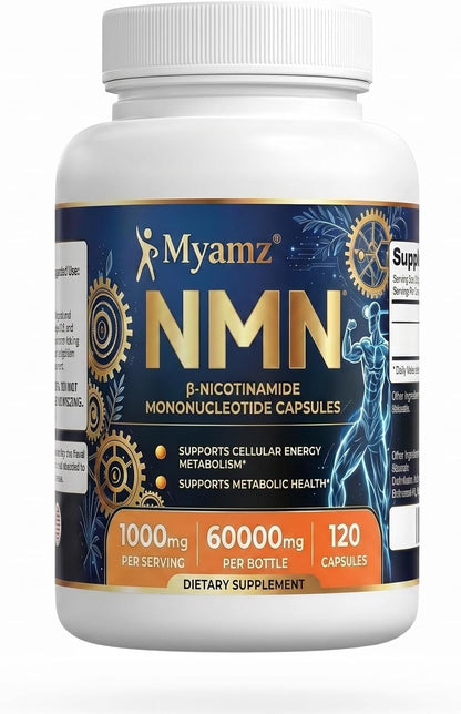 NMN Supplement 60000 mg per Bottle - 99% Pure Nicotinamide Mononucleotide for Supports NAD+ Levels, Cellular Repair & DNA Health