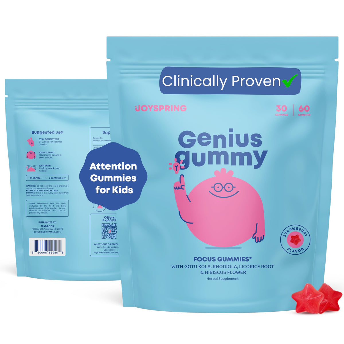 Genius Focus Gummies - Kids Focus Gummies for Increased Attention Natural Herbal 