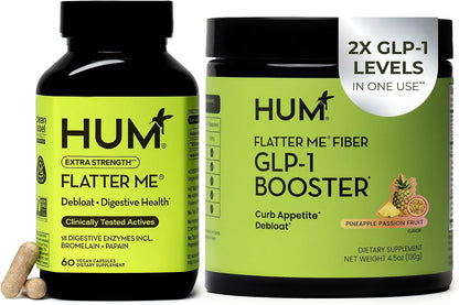 HUM Flatter Me Extra Strength Digestive Enzymes Flatter Me Fiber Supplement