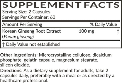 Futurebiotics Korean Panax Ginseng Energy, Memory & Brain Health Support, Non-GMO, 120 Capsules
