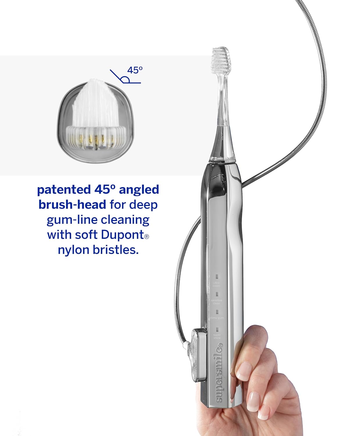 Supersmile Zina45 Sonic Pulse Toothbrush, Rechargeable Electric