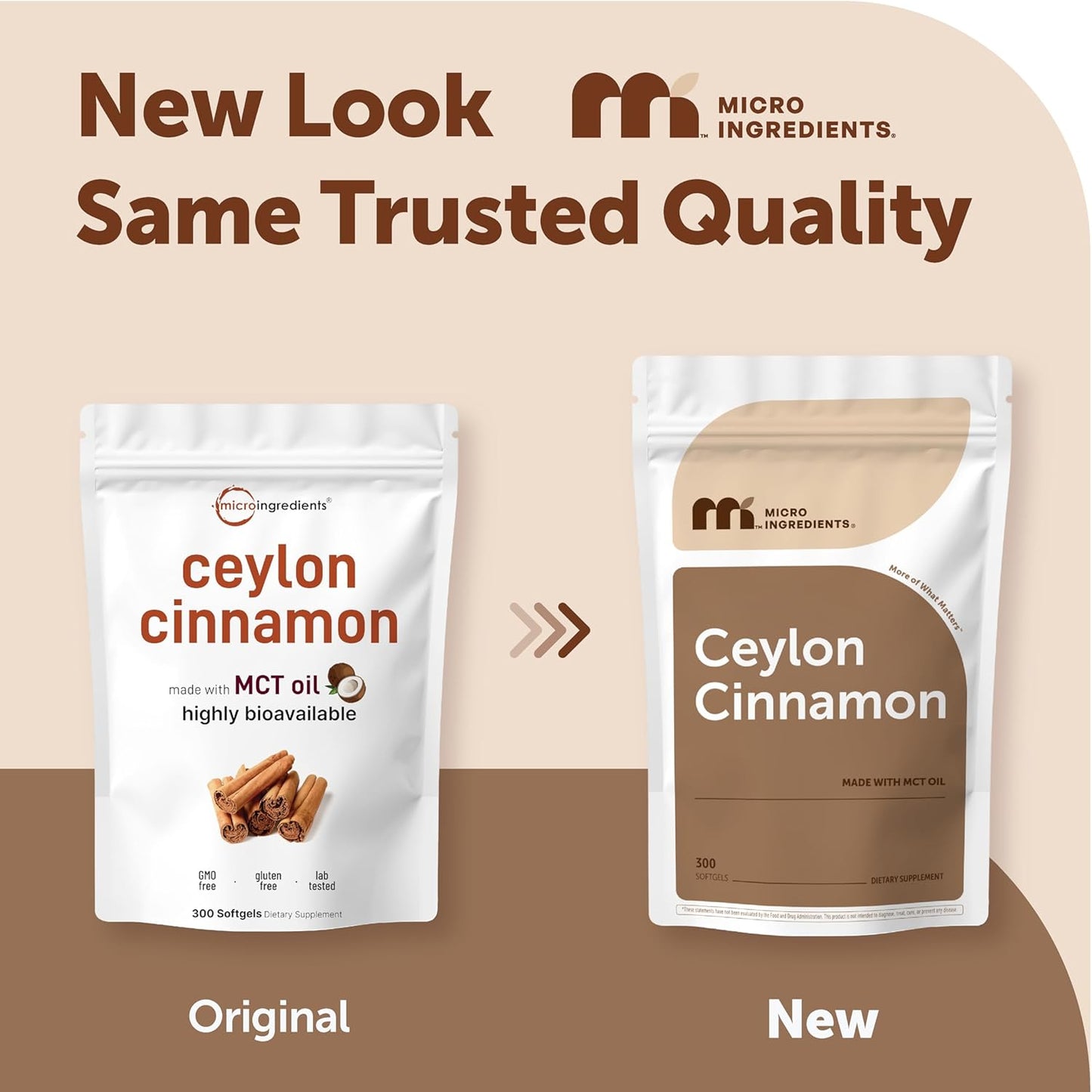 Micro Ingredients Ceylon Cinnamon, 300 Softgels | Cinnamon Supplements with MCT Oil | Non-GMO, Gluten Free
