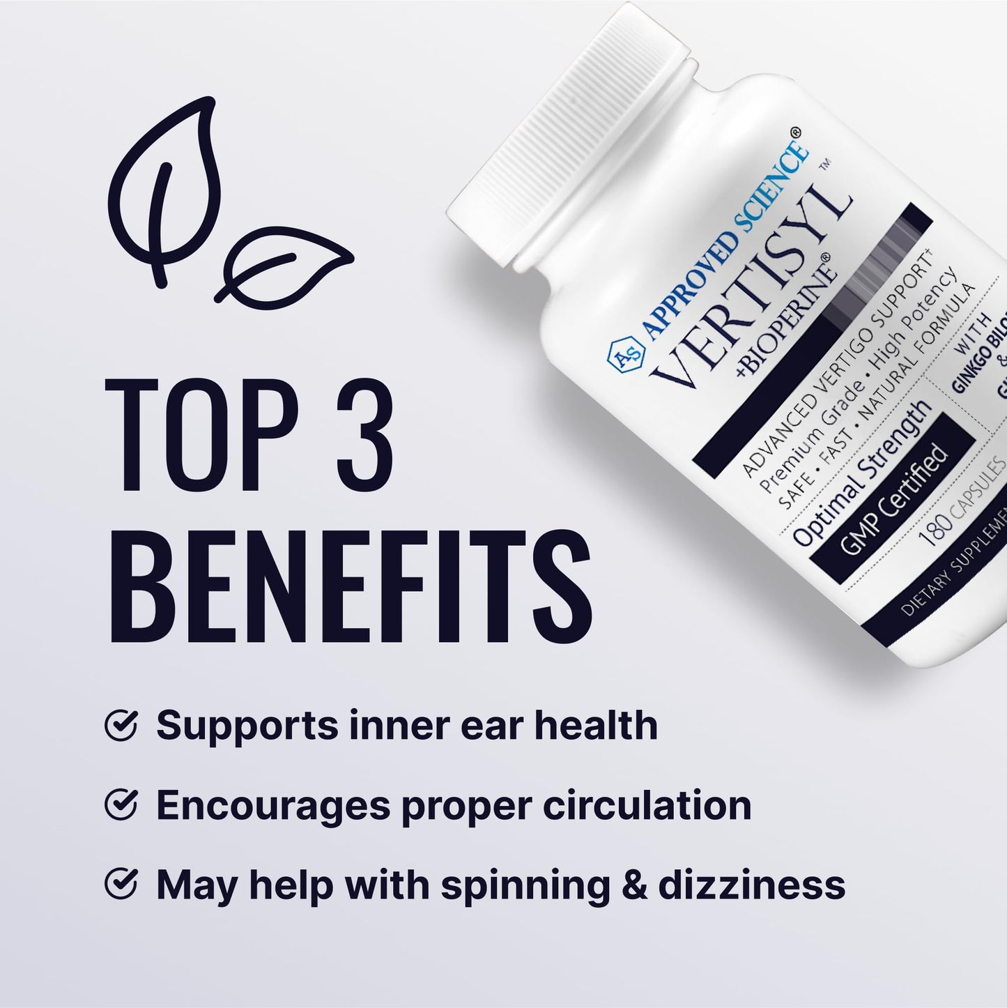 Approved Science VertiSyl - Ginkgo Biloba, Ginger, Vitamin D3, BioPerine - 60 Capsules - 1 Month Supply