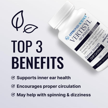 Approved Science VertiSyl - Ginkgo Biloba, Ginger, Vitamin D3, BioPerine - 60 Capsules - 1 Month Supply
