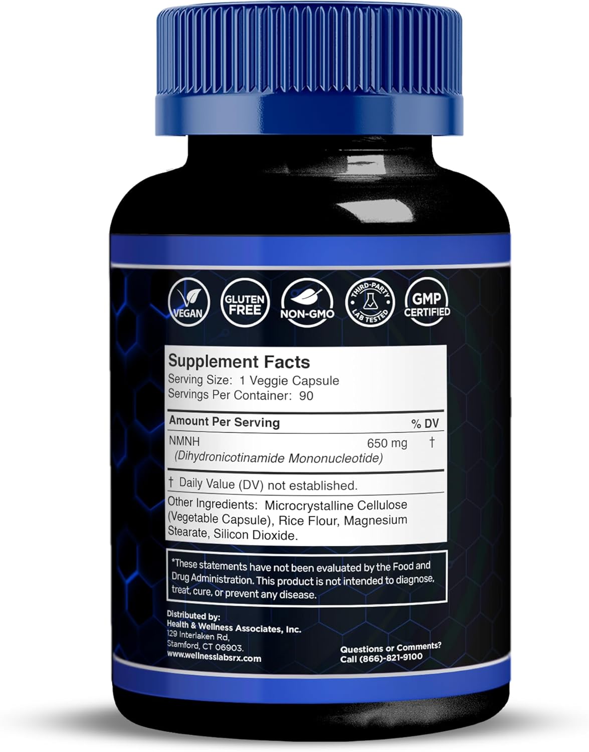 NMNH Supplements - Di-Hydro Nicotinamide Mononucleotide NMNH Capsules, Fast Absorption Ultra Strength NMN Supplement, NAD+ for Cellular Energy & Anti Aging, 650mg - Non-GMO, Gluten Free - 90 Capsules