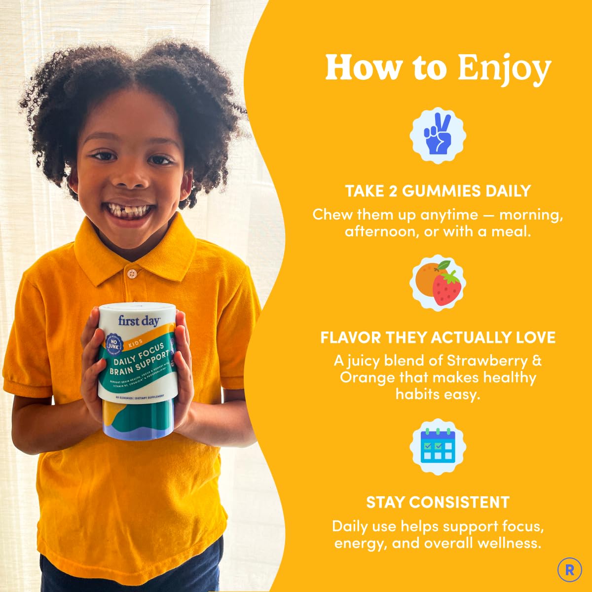 Teen Focus Gummies with Cognizin Citicoline, PS & Vitamin B3 for Ages 13-18