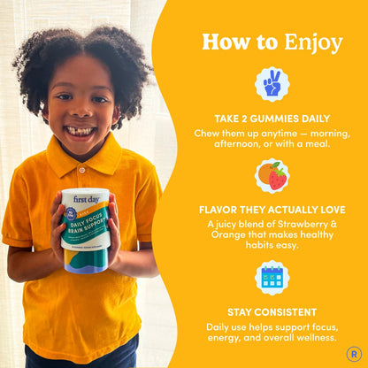 Teen Focus Gummies with Cognizin Citicoline, PS & Vitamin B3 for Ages 13-18