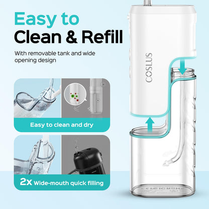 COSLUS T40 Mini Water Flosser for Travel, Portable Compact Design, Balck