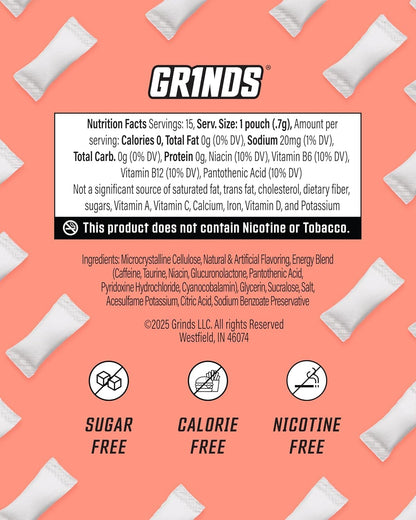GRINDS Focus Pouches | Naturally Flavored with Nootropic Ingredients | Contains Alpha GPC and L-Theanine | Sugar-Free | 3 Pack | 18 Pouches Per Can | Blue Raspberry