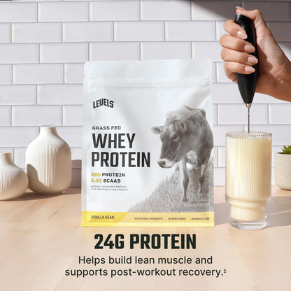 Levels Grass Fed 100% Whey Protein, No Hormones, Vanilla Bean, 1LB