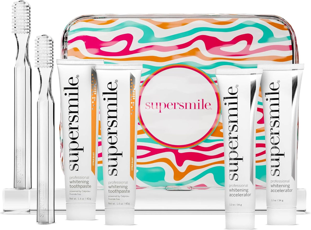 Supersmile Fluoride-Free Whitening Gift Set, Citrus Blast + Travel Bag