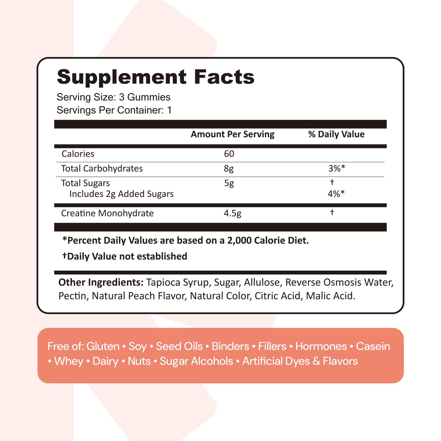 Create Creatine Monohydrate Gummies for Men & Women, Boost Focus, Strength, and Endurance, Anti-Melting Formula, Vegan, Gluten-Free, Non-GMO, 1.5g of Creatine per Gummy (Orange)