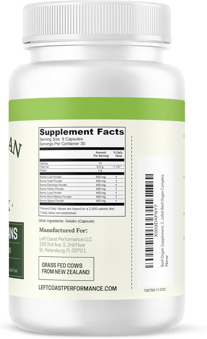 Left Coast Performance Beef Organ Complex Capsules, 180 Count + Multi Collagen Capsule, 120 Count