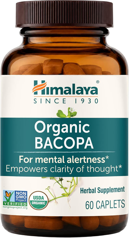 Himalaya USDA Organic Bacopa Monnieri Supplement,750 mg,60 Caplets