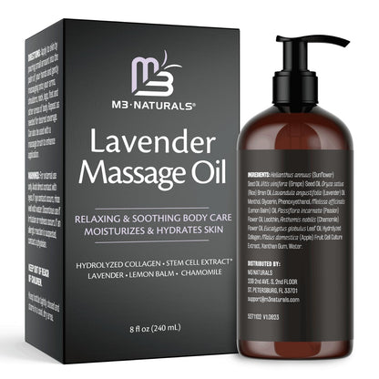 Lavender Massage Oil with Collagen and Stem Cells - Skin Tightening Massage Oil for Mass