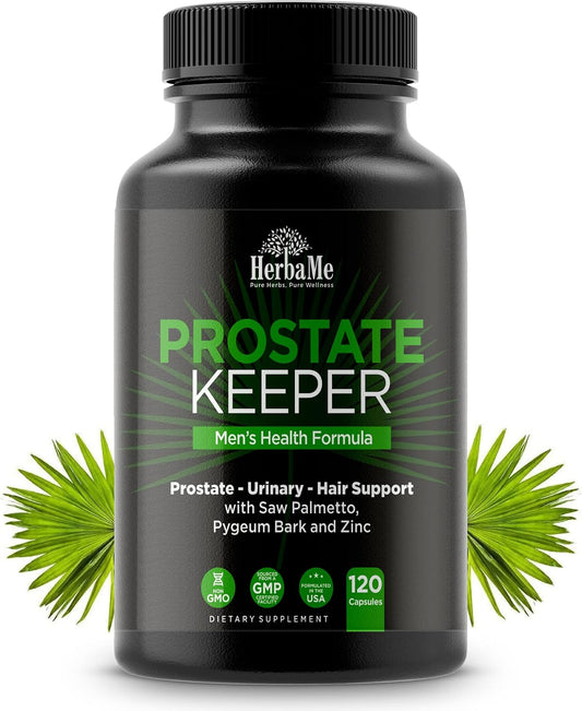 HerbaMe Prostate Support Supplement for Men with Saw Palmetto, Pygeum Bark & Zinc – Supports Healthy Urinary Flow, Bladder Comfort & Prostate Function, Daily Men’s Wellness Formula, 120 Capsules