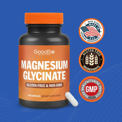 Magnesium Glycinate 500mg Per Serving, 240 Capsules