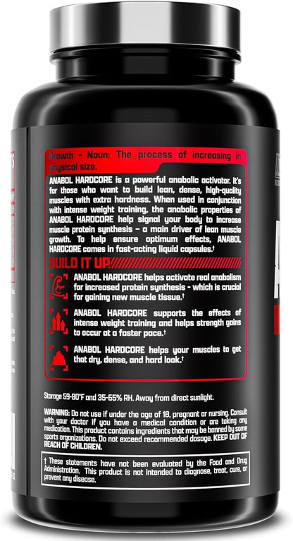 Nutrex Research Anabol Hardcore Anabolic Activator, Muscle Builder and Hardening Agent, 60 Pills Fast Acting Liquid Capsules - 1 Month Supply