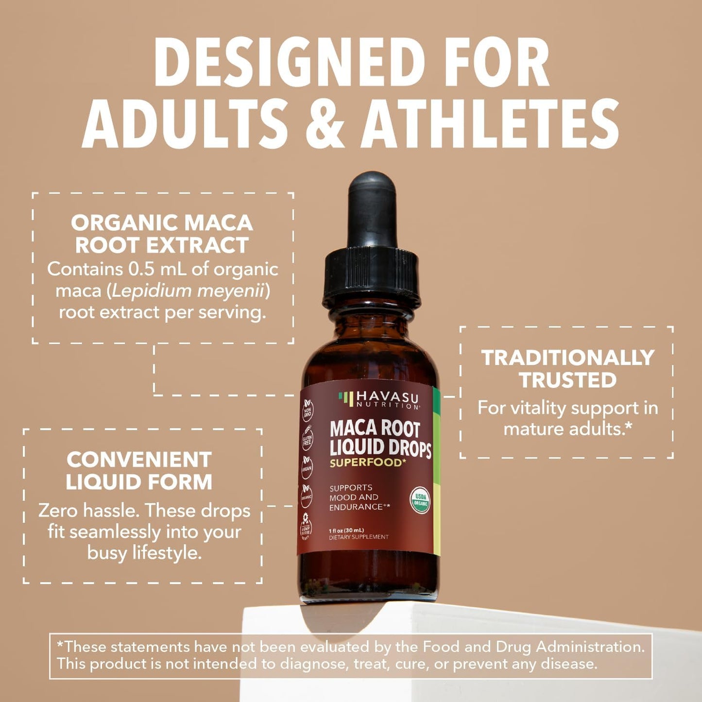 Organic Maca Root Liquid, Unflavored, 1fl oz, Supports Hormone Balance | Organic Maca Root Liquid Drops, Mood, Energy in Women & Men, Lepidium Meyenii to Support Performance & Vitality, Non-GMO