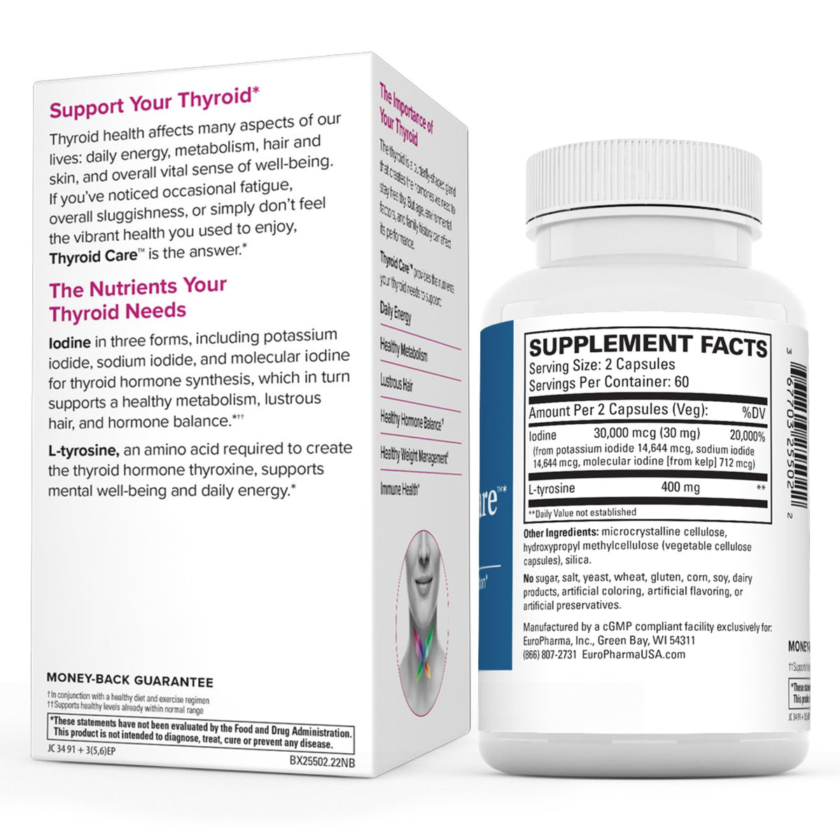Terry Naturally Thyroid Care - 120 Capsules - Complete Metabolic Function - with Iodine