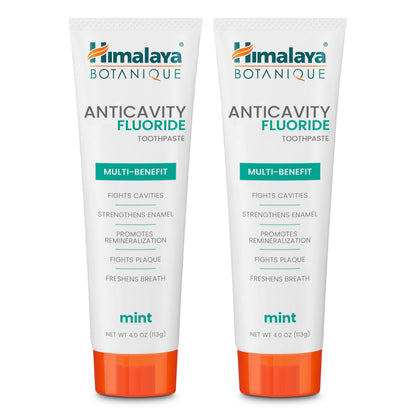 Himalaya Botanique Anticavity Fluoride Toothpaste, Fluoride with Multi-Benefit Support, Fights Cavities, Strengthens Enamel, Promotes Remineralization, Mint Flavor, 4 oz.