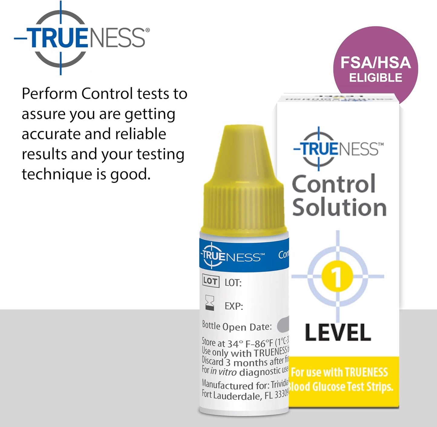 TRUENESS Level 1 Control Solution | Solution for Use with TRUENESS Blood Glucose Test Strips and Meter, Use to Confirm Glucose Testing System Works Correctly