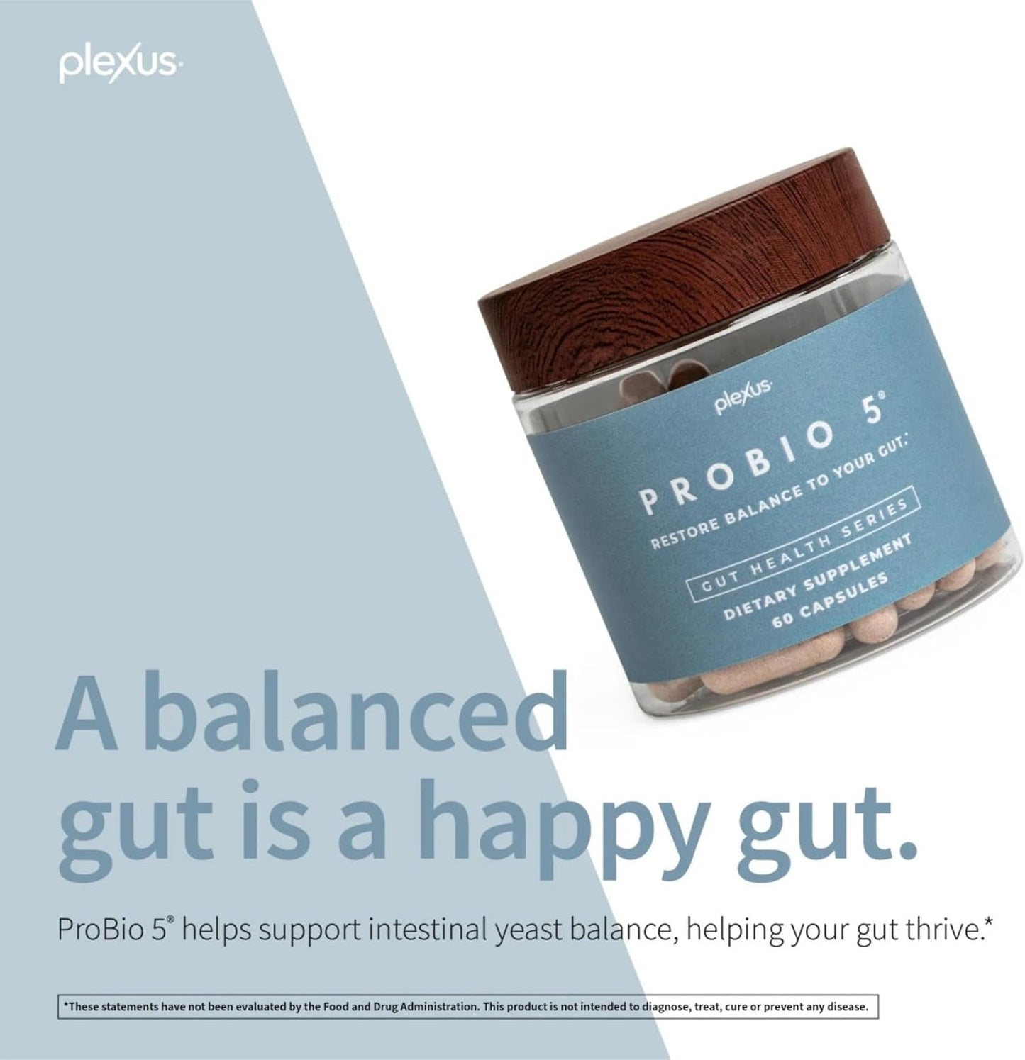 Plexus® ProBio 5®, 60 Capsules | 3 Billion CFU from 5 probiotic strains to support gut microbiome balance and healthy digestion