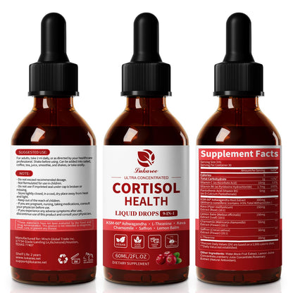 Cortisol Supplements for Women, Mood, Calm, Stress Balance, Hormone Harmony | 9 IN 1 Cortisol Reducer Liquid Drops with KSM-66® Ashwagandha, Kava, Lemon Balm, GMP Certified, 2 FL.OZ, Blueberry Flavor