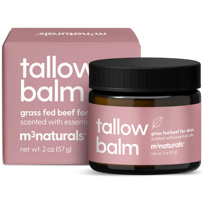 M3 Naturals Grass Fed Beef Tallow and Honey Balm for Face (Unscented, 2oz)