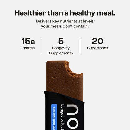 NOVOS Longevity Protein Bar Variety Pack (3 Flavors) – Peanut Butter, Mixed Berry Crunch & Salted Chocolate Crunch | 15g Protein, 20 Superfoods & Longevity Nutrients | Healthy Snack for Energy & Focus