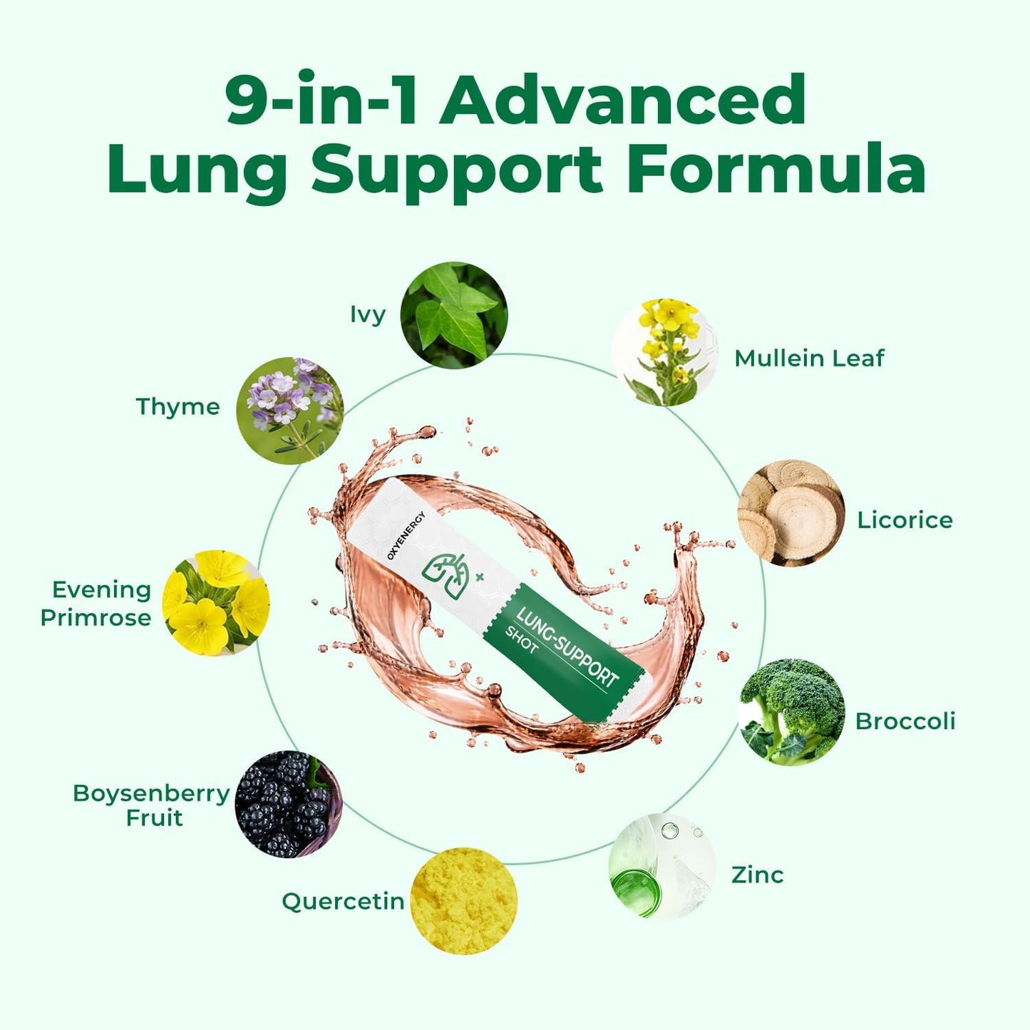 OxyEnergy Mullein Leaf Extract for Lungs, 9-in-1 Lung Detox for Smokers with Thyme, Ivy, Licorice & Quercetin, Mucus Relief, Respiratory & Immune Support, Alcohol Free, Non-GMO, 21 Sticks Mint Berry