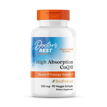 Doctor's Best High Absorption CoQ10 200mg with BioPerine Supplement - Coenzyme Q10 Caps for Heart Health & Antioxidant Support, CoQ10 200 mg for Women & Men, Non GMO - 60 Veg Capsules