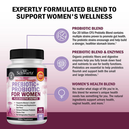 Prebiotics and Probiotics for Women - Gut, Vaginal & Immune Health Support