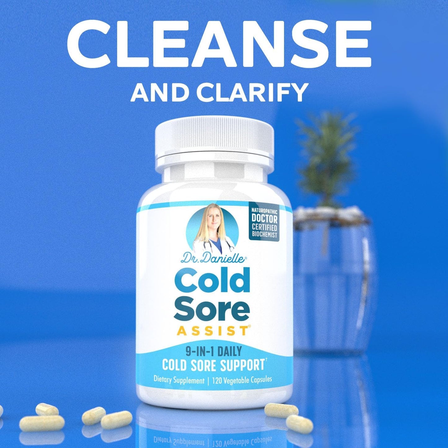 Best Cold Sore Supplement with Lysine and Lemon Balm - Dr. Danielle Cold Sore Assist - 120 Capsules